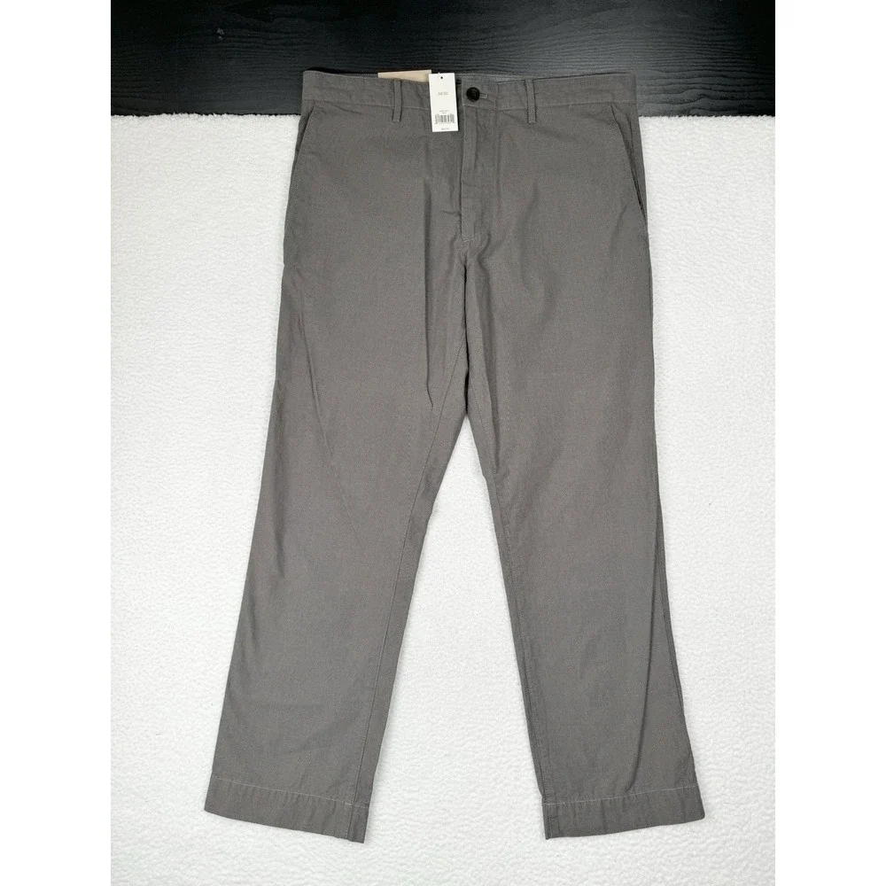NEW $69.50 Banana Republic Straight Fit Pants 34x30 Gray Brown Plaid Chino Read